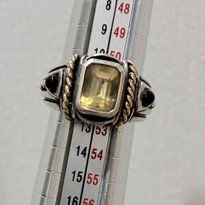 [ FINAL price ] Sterling, 14kt, Citrine & Onyx Ring